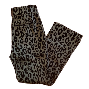 Derek Lam 10 Crosby Kick Flare Green & Black Leopard Print Jeans/Pants
